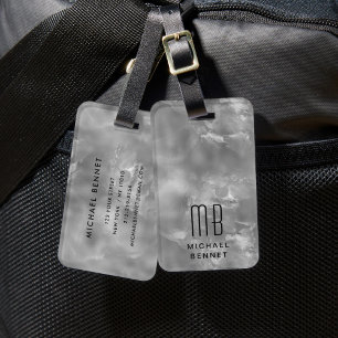 Elegantes monogrammiertes Grau Gepäckanhänger