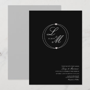 Elegantes monogrammiertes kreisförmiges Herz-Hochz Einladung