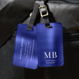 Elegantes monogrammiertes Navy Blau Gepäckanhänger