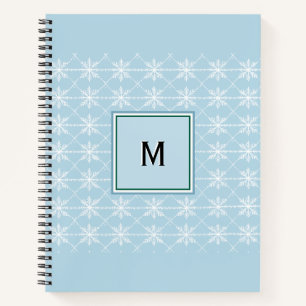 Elegantes monogrammiertes Pulverblau Weiße Schneef Notizblock