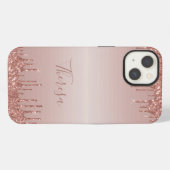Elegantes monogrammiertes roségold-glitterndes Han iPhone Hülle (Rückseite (Horizontal))