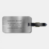 Elegantes monogrammiertes Silber gebürstet Metalli Gepäckanhänger (Rückseite horizontal)