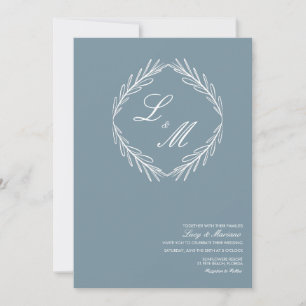 Elegantes monogrammiertes Zweig-Hochzeitslogo Einl Einladung