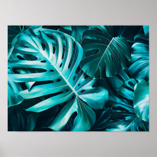 Elegantes Monstera-Blatt-Horizontal-Wandkunstposte Poster
