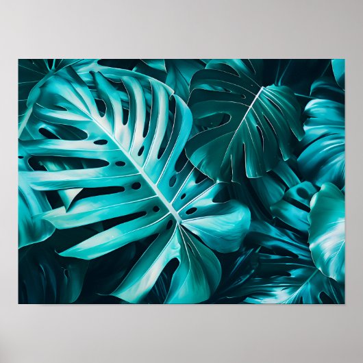 Elegantes Monstera-Blatt-Horizontal-Wandkunstposte Poster (Vorne)