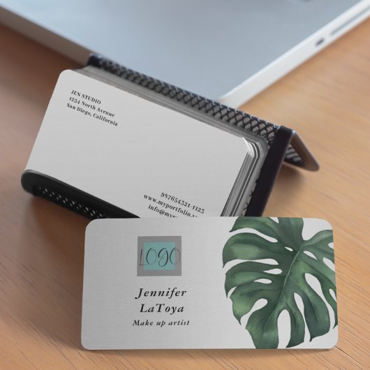 Elegantes Monstera-Logo Visitenkarte