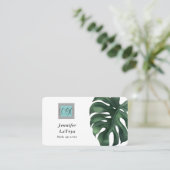 Elegantes Monstera-Logo Visitenkarte (Stehend Vorderseite)