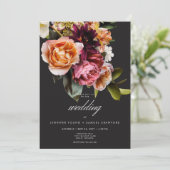 Elegantes Moody Burgundy & rosa Blütenmuster in ei Einladung (Stehend Vorderseite)