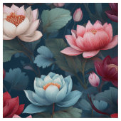 Elegantes Moody Modern Lotus Blume Muster Stoff (Muster)