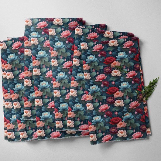 Elegantes Moody Modern Lotus Blume Muster Stoff