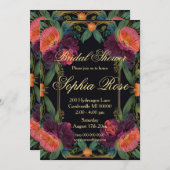 Elegantes Moody Pachy rosa boho floral Einladung (Vorne/Hinten)