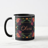 Elegantes Moody Pachy rosa boho floral Tasse (Links)