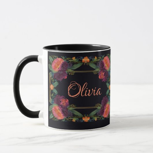Elegantes Moody Pachy rosa boho floral Tasse (Links)