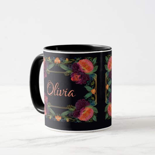 Elegantes Moody Pachy rosa boho floral Tasse (Vorderseite Links)