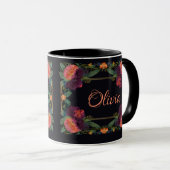 Elegantes Moody Pachy rosa boho floral Tasse (VorderseiteRechts)