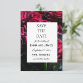 Elegantes Moody Romantic Rose Blumenmuster Foto Save The Date (Stehend Vorderseite)