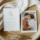 Elegantes Moon and Stars Gold Foto Hochzeit Einladung