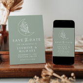 Elegantes Moon and Stars Sage Green Foto Save The Date