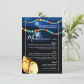 Elegantes Moonlit Beach Wedding Menu Menükarte (Stehend Vorderseite)