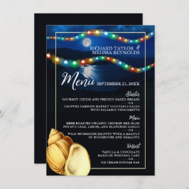 Elegantes Moonlit Beach Wedding Menu Menükarte