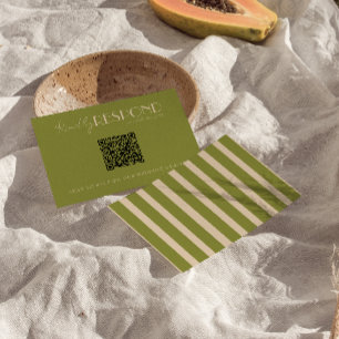 Elegantes Moosgrünes Old-Money-QR-Code-Hochzeit RSVP Karte