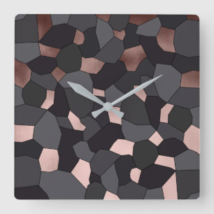 Elegantes Mosaik aus Rose, grau und schwarz Quadratische Wanduhr