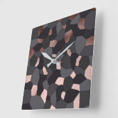 Elegantes Mosaik aus Rose, grau und schwarz Quadratische Wanduhr (Winkel)