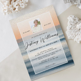 Elegantes Mosaik Ocean Sunrise Funeral Service Fot Einladung