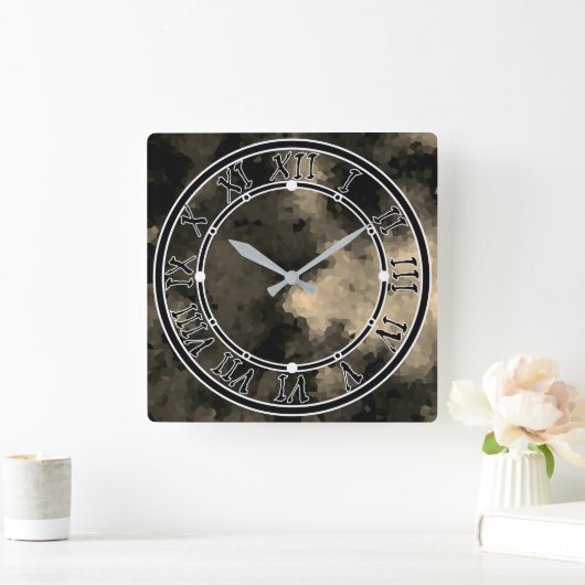 Elegantes Mosaikmuster, mehrfarbig, abstrakt Quadratische Wanduhr (Zuhause)