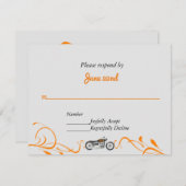 Elegantes Motorrad und Wirbel Hochzeit RSVP (Vorne/Hinten)