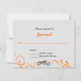 Elegantes Motorrad und Wirbel Hochzeit RSVP Karte