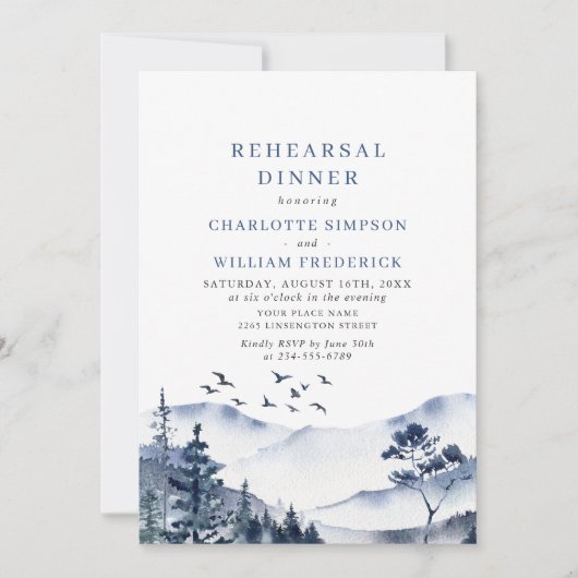 Elegantes Mountain Forest Probe Abendessen Einladung (Vorderseite)