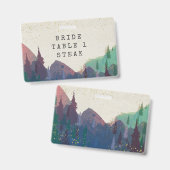 Elegantes Mountain Wedding Entree Abzeichen Ausweis (Vorder- & Rückseite)