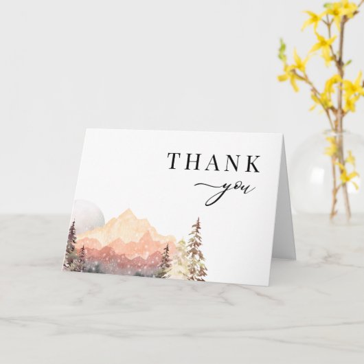 Elegantes Mountains Calligrafy Foto Danke Karte (Gelbe Blume)