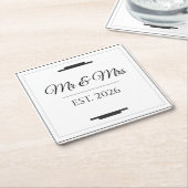 Elegantes Mr & Mrs Hochzeits Modernes Minimalistis Rechteckiger Pappuntersetzer (angewinkelt)