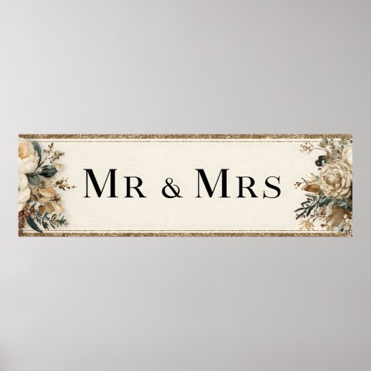 Elegantes Mr. & Mrs. Wedding Design mit Glitzer Poster (Vorne)
