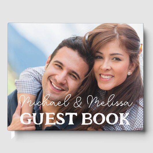 Elegantes Mr. & Mrs. Wedding Foto Gästebuch (Vorderseite)