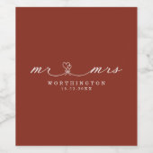 Elegantes Mr. & Mrs. Wedding Wine Label Weinetikett (Einzelnes Label)