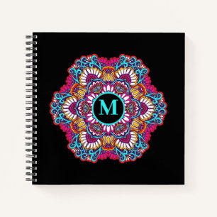 Elegantes Multi-Color Mandala Blühe Monogramm Notizblock