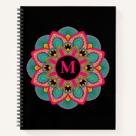 Elegantes Multi-Color Mandala Blühe Monogramm Notizblock