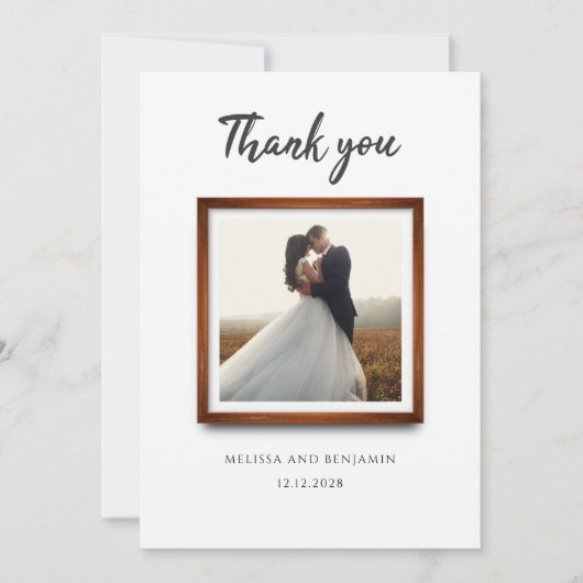 Elegantes Multi-Foto-Skript-Hochzeit Dankeskarte (Vorderseite)