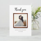 Elegantes Multi-Foto-Skript-Hochzeit Dankeskarte (Stehend Vorderseite)