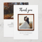 Elegantes Multi-Foto-Skript-Hochzeit Dankeskarte (Vorne/Hinten)