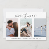 Elegantes Multi Schwarz-weiß Text Foto Save the Da Date (Vorderseite)