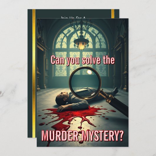 Elegantes Murder Mystery Party Thema Einladung (Vorne/Hinten)