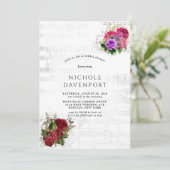 Elegantes Musical Floral Brautparty Einladung (Stehend Vorderseite)