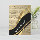 Elegantes Musikblatt Einladung (Stehend Vorderseite)