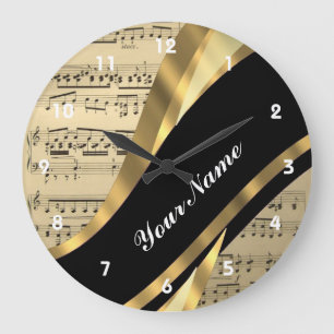 Elegantes Musikblatt Große Wanduhr
