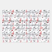 Elegantes Musikblatt Rot, Weiß und Schwarz Geschenkpapier Set (Vorderseite)