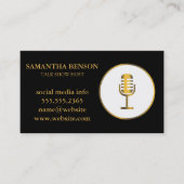 Elegantes Musikermikrophon | Sänger | Radio-Host Visitenkarte (Vorderseite)